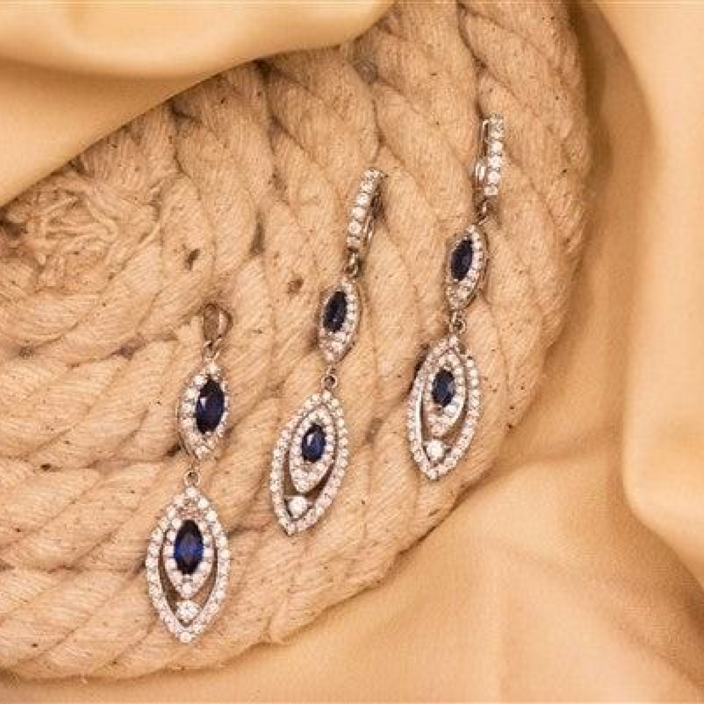 Blue Diamond Pendant Set-0