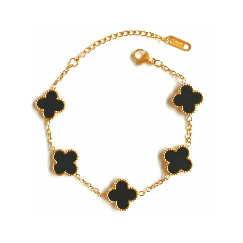 Black Four Leaf Clover Bracelet